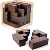 Original 3D Wooden Brain Teaser Puzzle: Engaging 3D Puzzle Box for Kids 8-12 & Adults, Desk Toys Delight, Challenging Games & Wooden Puzzles for Adult Brain Boost (Brown)