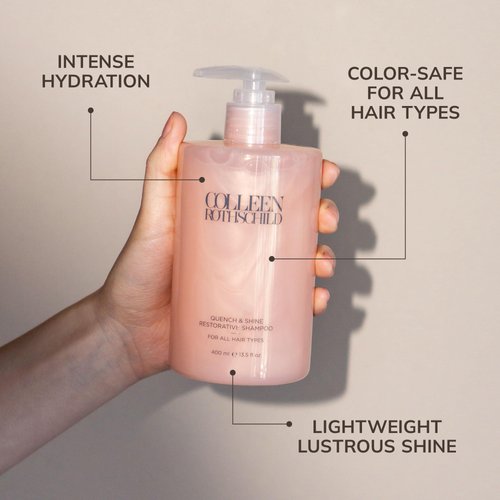 COLLEEN ROTHSCHILD Quench & Shine Restorative Shampoo | Cleanses & Replenishes Moisture For All Hair Types | Softens, Smooths & Adds Shine | Color-Safe Formula (13.5 fl oz)