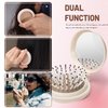 3 Pack Foldable Travel Hair Brush with Compact Mirror, Folding Pocket Hairbrush for Women Men Purse, Portable Mini Air Cushion Hair Comb for Detangling Massage Fine Thick Curly Hair (3PCS)