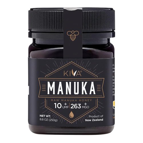 Kiva Raw Manuka Honey Certified UMF 10+, MGO 263+ 100% Pure New Zealand Honey - Non-GMO, Traceable, Non-Glyphosate (8.8 oz)