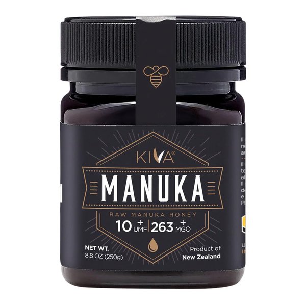 Kiva Raw Manuka Honey Certified UMF 10+, MGO 263+ 100% Pure New Zealand Honey - Non-GMO, Traceable, Non-Glyphosate (8.8 oz)