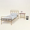 Aizulhomey Golden Dollhouse Bed Set (4pcs)-1/6 Scale Dollhouse Gold Miniature Furniture Decoration Accessories