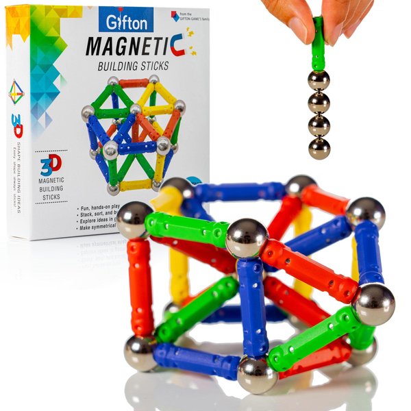 Gifton - Magnetic Building Stick Blocks STEM Toy Set 30pc – Kids Learning Educational Construction Fidget Magnetic Toy Gift for Boy Girl Teens Birthday Present Idea (1 Pack)