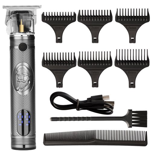 MEGZI Beard Trimmer＆Hair Clipper for Men,Zero gapped Cordless,Precision Edges,Sharp Blades,LCD Display,USB Recharging Model 214