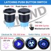 DMWD 1pc 19mm Interior Lights Switch Latching Push Button Switch 12V-24V ON-Off 1NO 1NC SPDT 3/4" Mounting Hole with Pre-Wired Socket for Car Truck Boat Modification Black Shell Blue LED