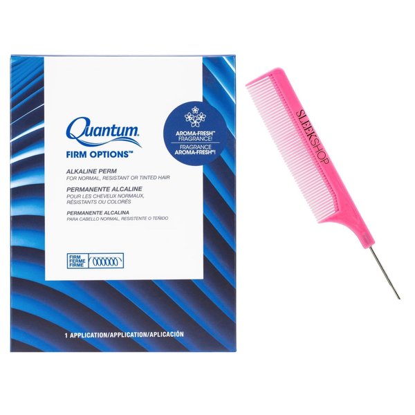 Quady Comb + Z0t0𝐬 Q𝐮𝐚nt𝐮m FIRM OPTIONS (Firm Curl) Alkaline Perm for Normal, Resistant, or Tinted Hair Perm Kit, 2024-2025 Newest Version (w/SIeekshop Pink Comb) (Q𝐮𝐚nt𝐮m - FIRM OPTIONS)
