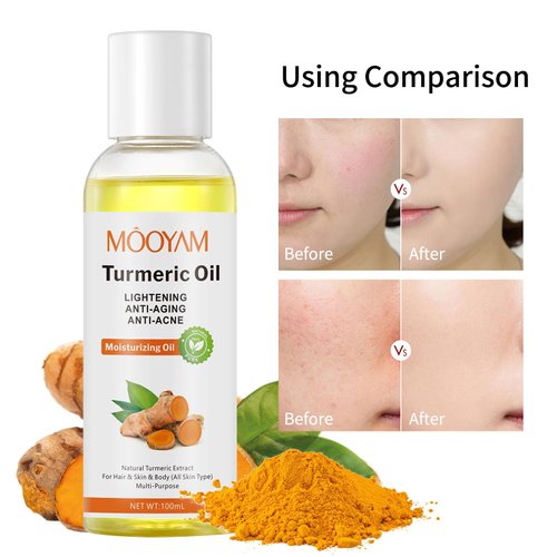 Turmeric Oil Organic for Skin Gua Sha, Turmeric Essential Oil Massage Oil for Body and Face, Dark Spots, Ance, Hair Care, Moisturize Serum Turmeric Body Oil After Shower(100ml)