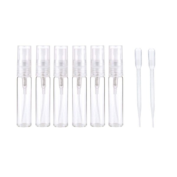 AKOAK 6 Pcs Mini Empty Clear Glass Spray Bottle Portable Cute Refillable Fine Mist Perfume Mouthwash Atomizer for Cleaning, Travel and Perfume Sample (5 ml)