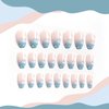 IMSOHOT Coffin Press on Nails Medium Blue Gradient Fake Nails Glossy Sky Cloud False Nails with Designs Cute Glue on Nails Full Cover Acrylic Ballerina Nails for Women 24Pcs
