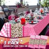 Gejoy 3 Pcs Western Cowgirl Tablecloth Plastic Disposable Pink Horse Table Cover Pink Table Cloth Wild West Cowgirl Birthday Party Themed Party Decorations Supplies Favors, 51 x 108''