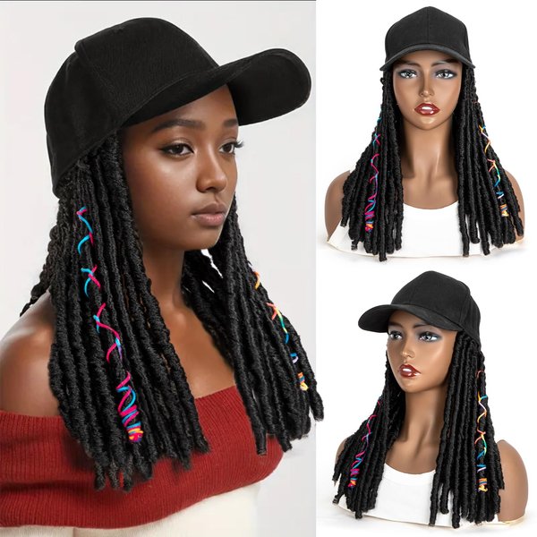 Generic Hat Wig for Women - hat with hair Transform Your Look with this Fashionable Hat Wig Combo - Perfect for Baseball Caps and More! (Black braid), 6 Inch
