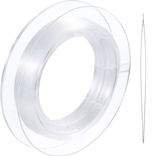 Tatuo 200 m Clear Nylon Invisible Thread String for Hanging Christmas Ornaments, Bracelet Making, Sew Hobby, Clear Beading Thread with Bead Needle (0.25mm)