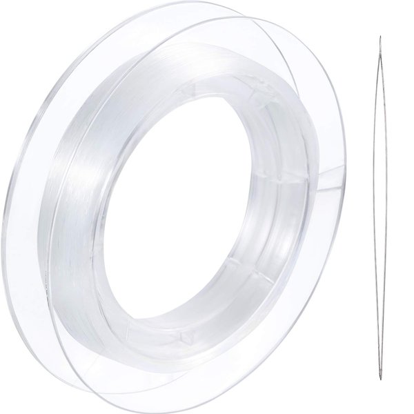 Tatuo 200 m Clear Nylon Invisible Thread String for Hanging Christmas Ornaments, Bracelet Making, Sew Hobby, Clear Beading Thread with Bead Needle (0.25mm)