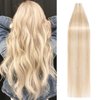 Rich Choices Tape in Hair Extensions Human Hair Ash Blonde Highlighted Bleach Blonde 100% Remy Hair Extensions Real Human Hair Seamless Tape in Hair Extension Human hair 20 inch 40pcs 100g #18P613