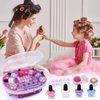 Golray Kids Nail Polish Set for Girls, All-in-One Nail Art Kit - Nail Dryer/ Nail Polish/ Glitter Powder/ False Nails/ Nail Decals/ Toe Separator/File, Age 3-12 Little Girl Gift
