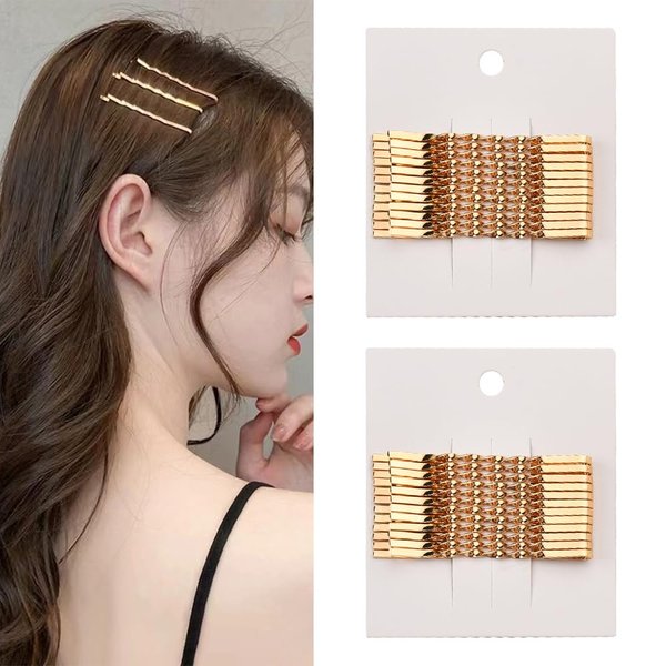 Gold Twisted Hair Pins for Women Bobby Pins Blonde Hair Pins for Thick Thin Hair Bun Hairpins Bobbi Pins for Hair Long Side Hair Clips Grip Barrettes Styling Long Hair Clips 24 PCS