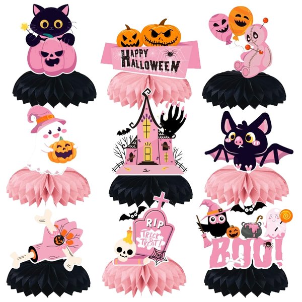 8pcs halloween Honeycomb Centerpieces for Birthday,halloween Honeycomb Table Decorations,halloween Party Favors,for Boys and Girls halloween Birthday Party Supplies (halloween 2)