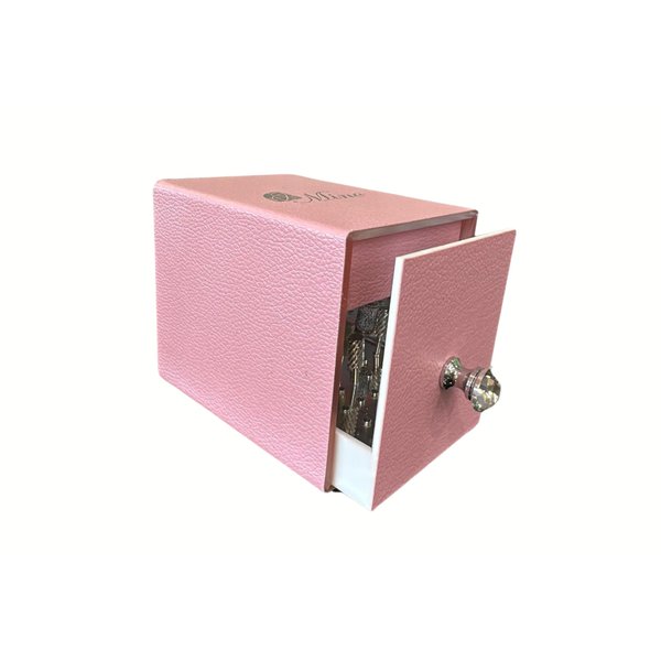 Mino BEAUTY 48 Holes Leather Nail Drill Bit Holder Blue UV LightBox Organizer Professional Nail Bit Stand Dustproof Container Case for Drill Bit Head Use for Manicure Tools with USB Charging (Pink)