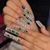 40PCS Emerald Green Luxury Nail Art Rhinestones Kit for Acrylic Nails，Green Alloy Nail Charms Nail Decorations，Nail Accessories Nail Jewels for Nail Art Supplies Manicure Making Craft DIY