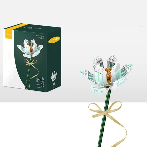 Cihely Flower Bouquet Building Blocks Kits Lotus 601246, Artificial Flowers Building Project to Release Stress and Focus The Mind, for Birthday Gifts to Adults/Teens(100+ Pieces)