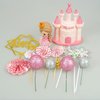 19PCS Princess Cake Topper Castle Cake Decoration for Girl with Snowflake and Stars for Girl Kid Happy Birthday Party Decorations Princess Baby Shower Supplies (Pink)