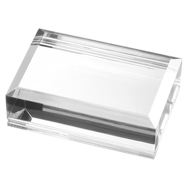 Modern Innovations Slide-in Business Card Holder W/Paper Weight - Shatterproof Acrylic Business Card Holder - Crystal Clear Business Card Display Holder for Professional & Home Office, Reception Desk