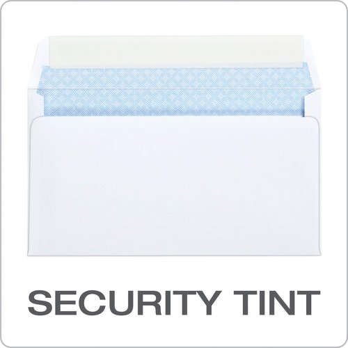 Quality Park #6 3/4 Self-Seal Security Envelopes, Security Tint and Pattern, Redi-Strip Closure, 24-lb White Wove, 3-5/8 x 6-1/2, 100/Box (QUA10417) (Pack of 1)