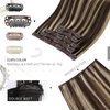 Moresoo Human Hair Clip in Extensions Brown Highlight Double Weft Clip in Hair Extensions Dark Brown with Caramel Blonde Hair Extensions Clip in Human Hair 14 Inch 5pcs 70g