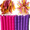 50pcs No Heat Hair Curlers For Long Hair, Heatless Hair Curlers For Long Hair, 22Inch Spiral Hair Curlers Styling With 6pcs Styling Hook For Women （purple-rosered）