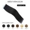 Tape in Hair Extensions Human Hair 100% Real Remy Human Hair 50g 20pcs/Set Brazilian Virgin Hair Straight Seamless Invisible Skin Weft Extensions (22 Inch,#1Jet Black)