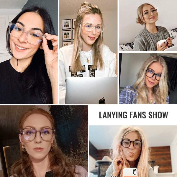 PANNER Oversized Square Blue Light Blocking Glasses for Women Men Anti Glare Reduce Eyestrain Computer Glasses(Clear+Trnsparent Grey)
