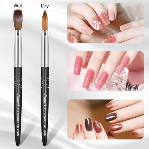 KEMEISI Acrylic Nail Brush Size #16, 100% Pure Kolinsky Nail Art Brushes for Acrylic Application, Sturdy Handle Oval Shaped Acrylic Powder Nail Design Tools for Professional Manicure DIY