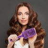 Lilovbesa Hair Brush, Detangling Hair Brush, Curved Detangler Brush for Women Men kids Curly Think Fine Thin Long Short Wet Dry Hair, Professional Hair Styling Tools,Fast Blow Drying, No Pull(Purple)
