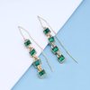 Sttiafay Vintage Emerald Crystal Threader Earrings Green Gem Drop Earrings Emerald Cz Square Earrings Gold Long Emerald Chain Earrings Jewelry for Women and Girls