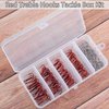 Red Treble Hooks Kit, Circle Round Bend Triple Fishing Hooks Stainless Steel Double Split Rings Assorted Fishing Tackle Box Kit for Fishing Gear Equipment Freshwater Saltwater (70-Hooks 25-Rings)