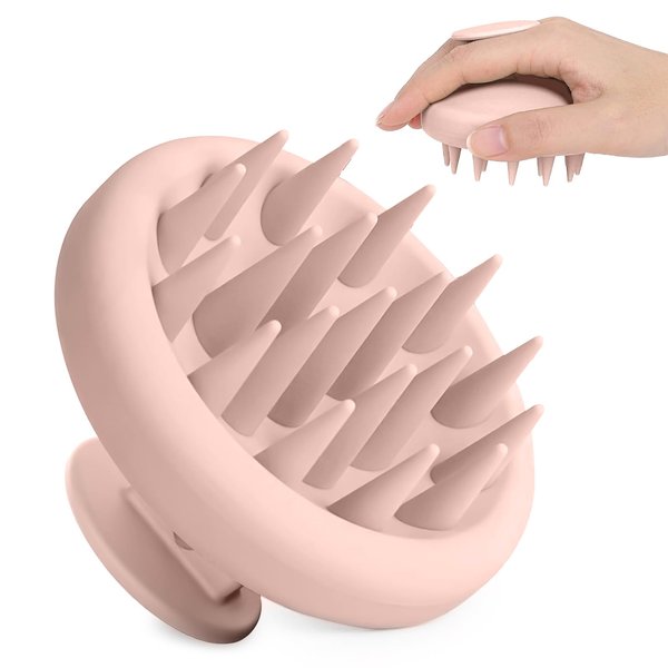 HHWXMHH Scalp Massager, Soft Silicone Hair Scrubber for Hair Growth & Head Massage, Shampoo Brush Scalp Scrubber, Dry & Wet Shower Hair Brush for Women Men Adult Child (Light Pink)
