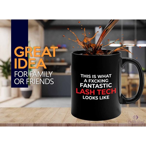 Flairy Land Appreciation Coffee Mug 11oz Black - Funtastick Lash Tech Looks - Funny Work Promotion Gift Lash Tech Girly Mascara Eyelashes Makeup Lover Esthetician