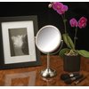 JERDON Two-Sided Tabletop Makeup Mirror - Makeup Mirror with 10X Magnification & Swivel Design - Portable 6-Inch Diameter Mirror in Nickel Finish - Model JP910NB