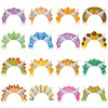 32 Pcs Dinosaur Party Hats - Adjustable Dino Tiaras, Headbands, and Crowns with Ropes for Kids Theme Decoration and Supplies, 16 Styles