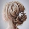 Allereyae Crystal Pearl Wedding Hairpins Barrette Rhinestone Hair Pins Barrette Silver Leaf Hairpins Faux Pearl Bridal Headpieces Decorative Bobby Pins Head Clip Headwear Bridal Hair Accessories for