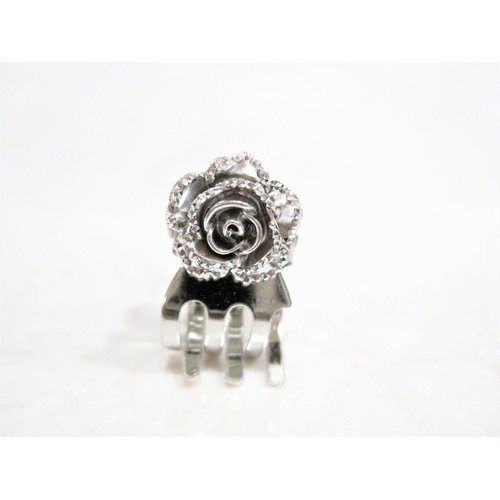 Tiny mini silver metal silver flower hair claw clip