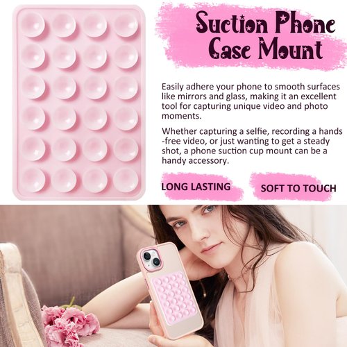 AZXYI Silicone Suction Phone Case Mount, Silicon Adhesive Suction Cup Phone Mount, Non Slip Sticky Phone Grip for Cellphone, Strong Grip Holder for Selfies and Videos (White)