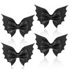 4pcs Bat Hair Clips, 3.9 x 2.5 Inch PU leather Halloween Hair Clips Bat Hairpin Cosplay Accessories Hair Clips for Halloween Cosplay Party (Black)