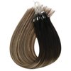 Sunny Micro Hair Extensions Human Hair Black Micro Bead Hair Extensions Human Hair Black Balayage Dark Brown Ombre Medium Ash Blonde Micro Human Hair Extensions Micro Ring Hair Extensions 18inch 50g