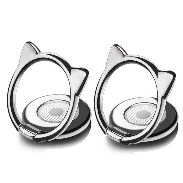 aceyoon Cat Cell Phone Ring Holder Finger Stand [2 Pack] Ultra Thin Magnetic Phone Kicktand, 360° Rotation Polished Metal Grip,Compatible with iPhone 16/15/14/13/ Pro Max, Smartphone Accessories