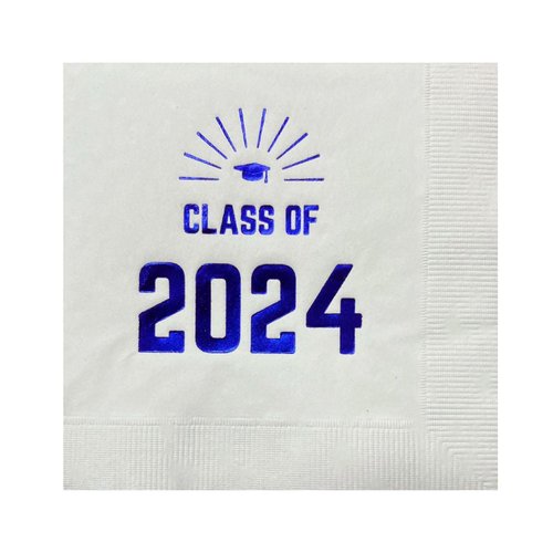 Paper Frenzy Graduation Foil Stamped Party Napkins Class of 2024-25 pack, Blue