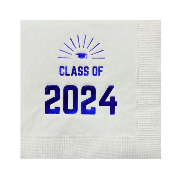 Paper Frenzy Graduation Foil Stamped Party Napkins Class of 2024-25 pack, Blue