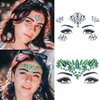 Ludress 2 Sheets Crystals Face Stickers St.Patrick's Day Face Gems Mermaid Tear Sticker Festival Face Jewels Party Body Gems Sparkle Body Jewels Decoration Make Up for Women and Girls(Green+Withe)