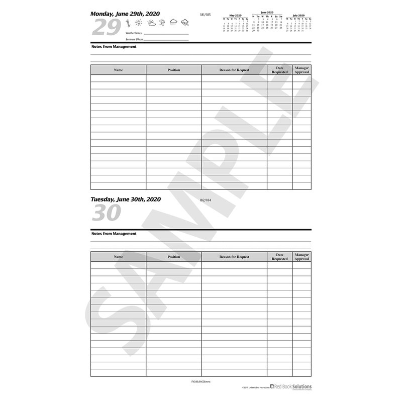 The Manager's Red Book - Request Days Off logbook/notebook/planner, 8.5 ...