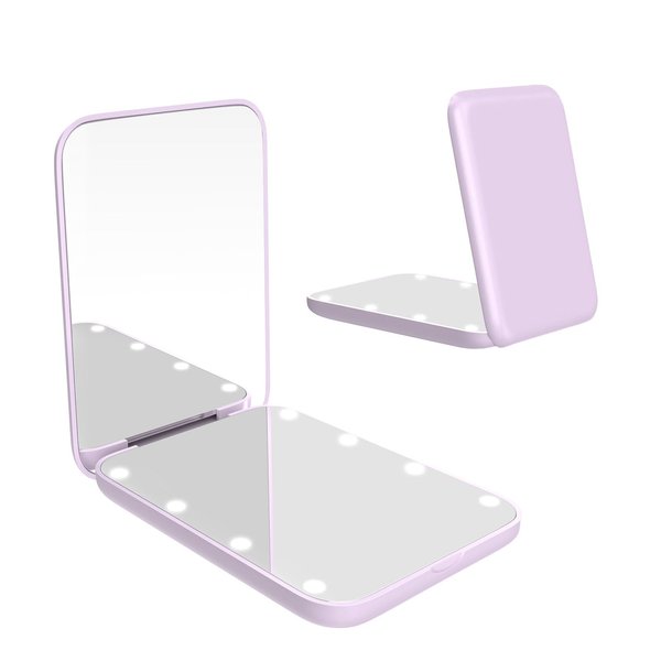wobsion Compact Mirror, Magnifying Mirror with Light, 1x/3x Handheld 2-Sided Magnetic Switch Fold Mirror,Small Travel Makeup Mirror,Pocket Mirror for Handbag,Purse,Gifts for Girls(Purple)